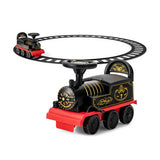 Black 6V 2-in-1 Kids Ride-On Train with Circular Track, Lights, Sound