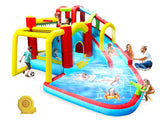 7 in1 Inflatable slide water park bouncing house outdoor Soccer garden bouncer with Splash pool  & Water gun & Climbing wall & Basketball & Football