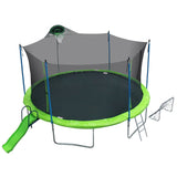 16FT Trampoline with Slide , Outdoor Trampoline for Kids and Adults with Enclosure Net and Ladder,football goal,backboard