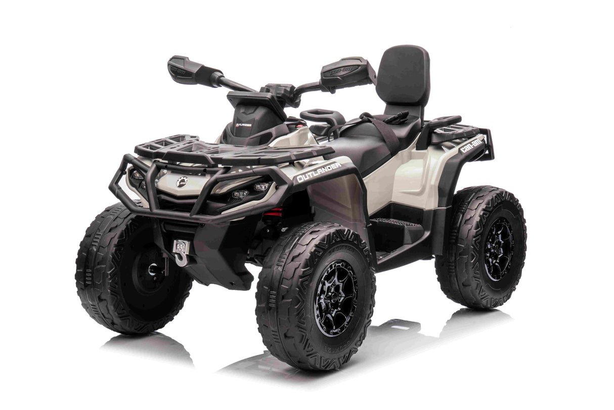 Grey 24V Premium Edition Can-Am Outlander 4WD Ride-On Quad ATV for 2 Kids