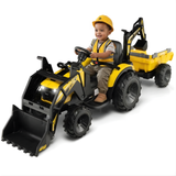 12V 3-in-1 Kids Ride-On Tractor with Trailer & Attachments, Music, Remote