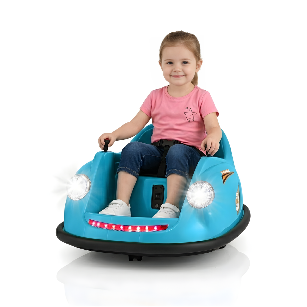 Aqua 12V 360° Spin Electric Rechargeable Ride-On Bumper Car with LED Lights, Music, Remote Control