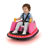 Pink 12V 360° Spin Electric Rechargeable Ride-On Bumper Car with LED Lights, Music, Remote Control