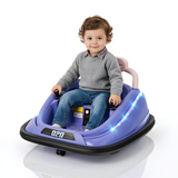 Purple 12V 360° Spin Electric Rechargeable Ride-On Bumper Car with LED Lights, Music, Remote Control