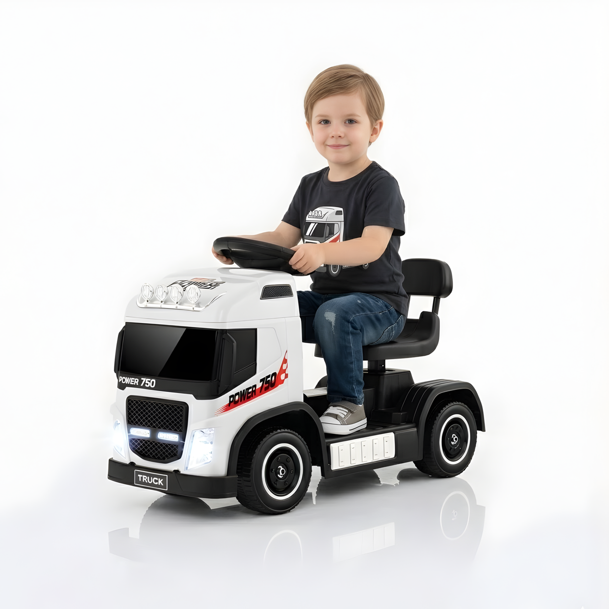 6V Kids 2-In-1 Electric and Foot-To-Floor Ride-on Truck with Adjustable Seat