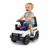 Toddlers 6V White Police Themed Ride-On with LED Lights, Megaphone, Siren