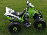 Green 12V INJUSA Official Kawasaki Ride On Quad/ATV for Kids