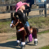 Toddlers Chocolate Indoor/Outdoor Ride-On Pony with Cushioned Seat, Anti-Slip Wheels (Ages 3–4)