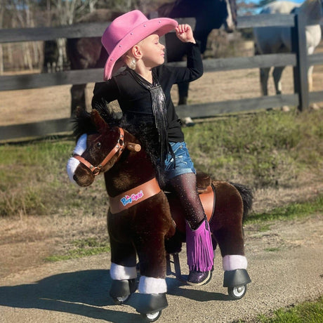 Toddlers Chocolate Indoor/Outdoor Ride-On Pony with Cushioned Seat, Anti-Slip Wheels (Ages 3–4)