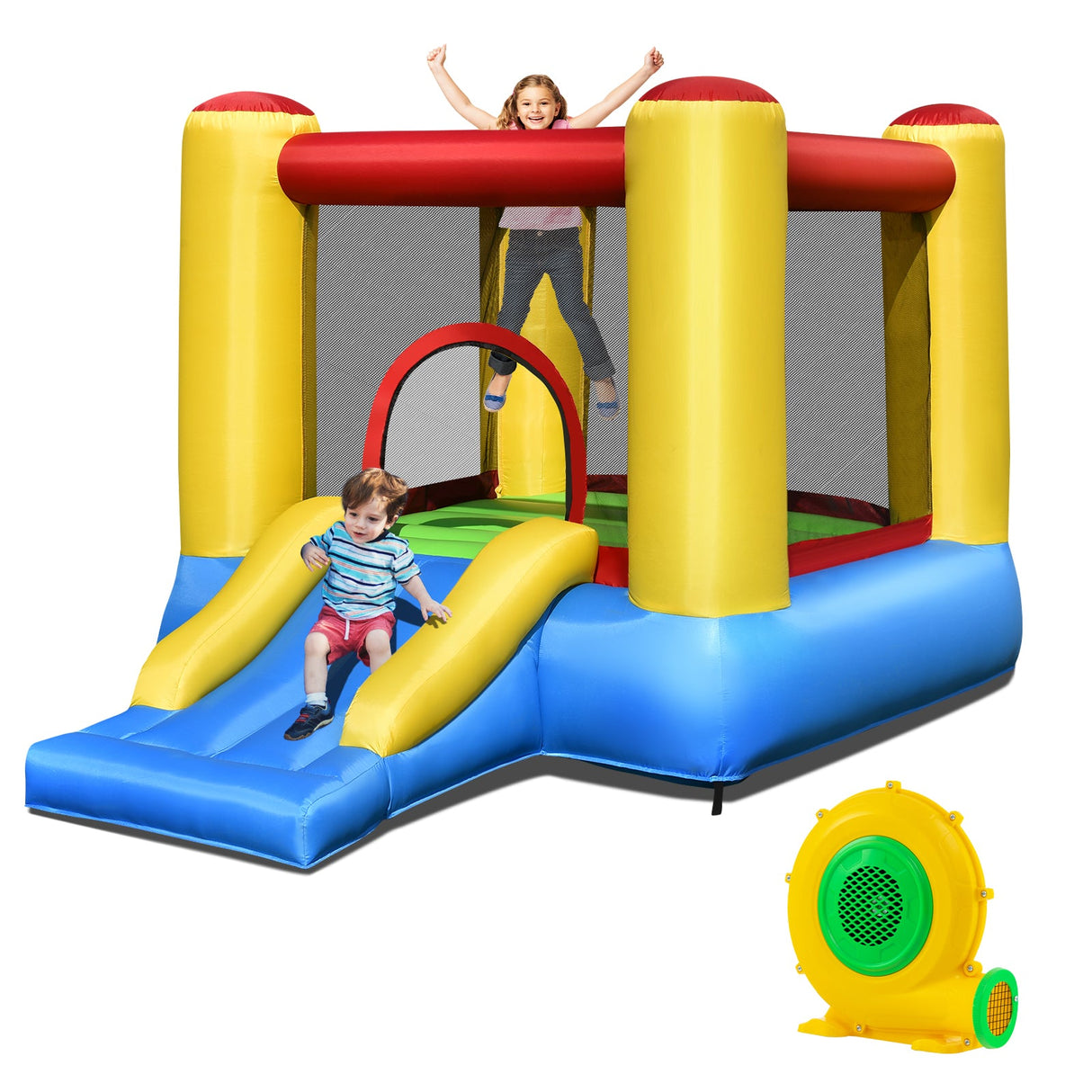 Kids Inflatable Bounce House with Slide and 480W blower
