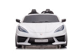 Kids Premium 24V White Corvette C8 Dual-Seater: EVA Wheels & Leather Seats with Remote Control