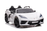 Kids Premium 24V White Corvette C8 Dual-Seater: EVA Wheels & Leather Seats with Remote Control