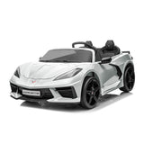 Kids Premium 24V White Corvette C8 Dual-Seater: EVA Wheels & Leather Seats with Remote Control