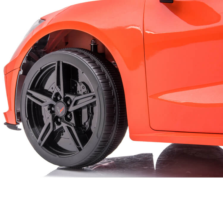 Kids Premium 24V Orange Corvette C8 Dual-Seater: EVA Wheels & Leather Seats with Remote Control