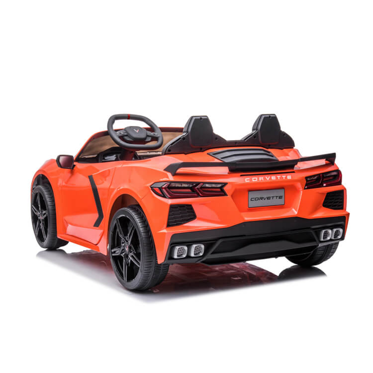 Kids Premium 24V Orange Corvette C8 Dual-Seater: EVA Wheels & Leather Seats with Remote Control