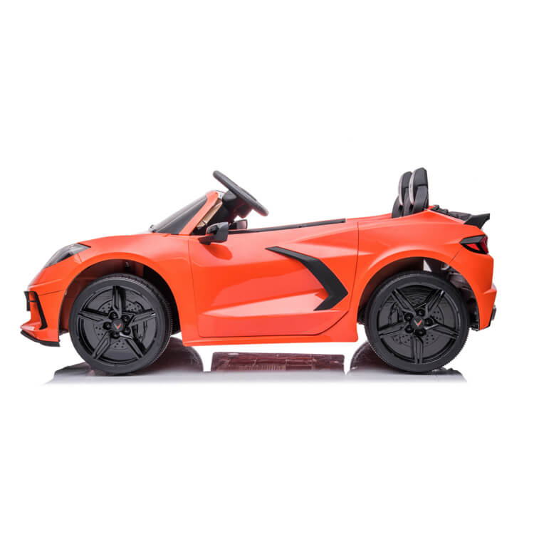 Kids Premium 24V Orange Corvette C8 Dual-Seater: EVA Wheels & Leather Seats with Remote Control