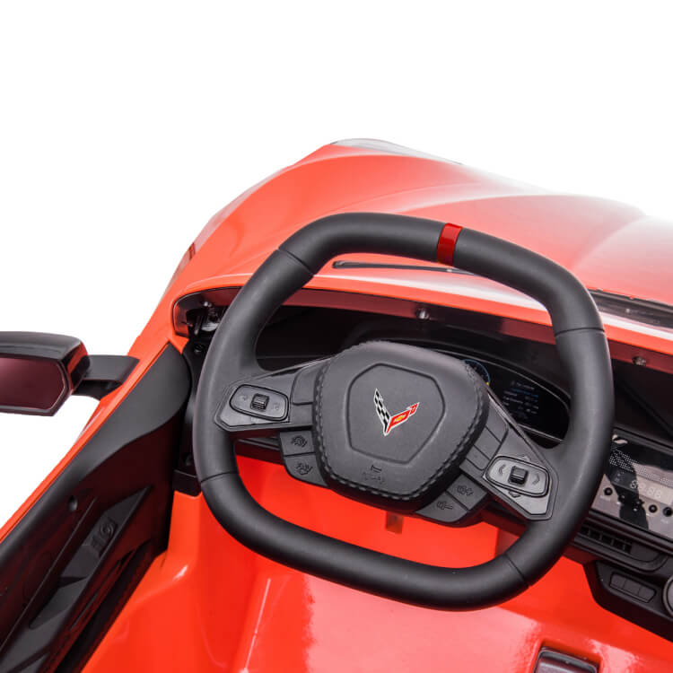 Kids Premium 24V Orange Corvette C8 Dual-Seater: EVA Wheels & Leather Seats with Remote Control