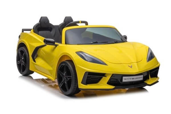 Kids Premium 24V Yellow Corvette C8 Dual-Seater: EVA Wheels & Leather Seats with Remote Control