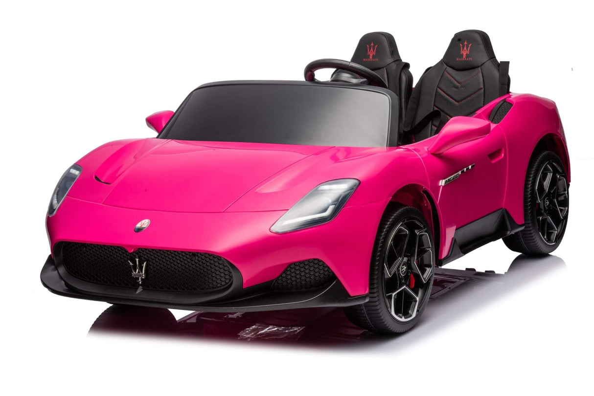 Experience Luxury: Pink XXL 24V /105W Maserati MC20 | Premium 2-Seater with RC, Leather Seats & Rubber Tires