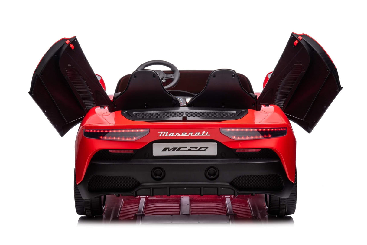 Experience Luxury: Red XXL 24V /105W Maserati MC20 | Premium 2-Seater with RC, Leather Seats & Rubber Tires