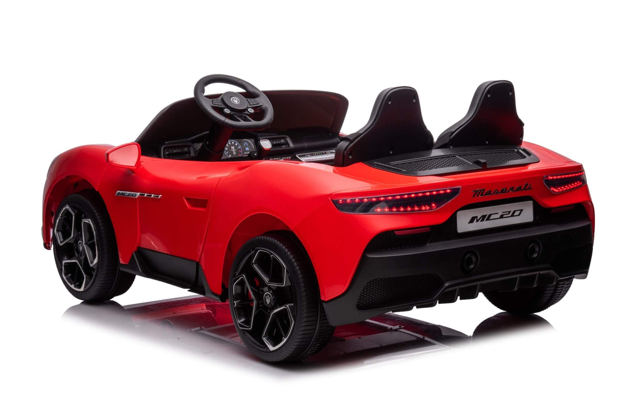 Experience Luxury: Red XXL 24V /105W Maserati MC20 | Premium 2-Seater with RC, Leather Seats & Rubber Tires