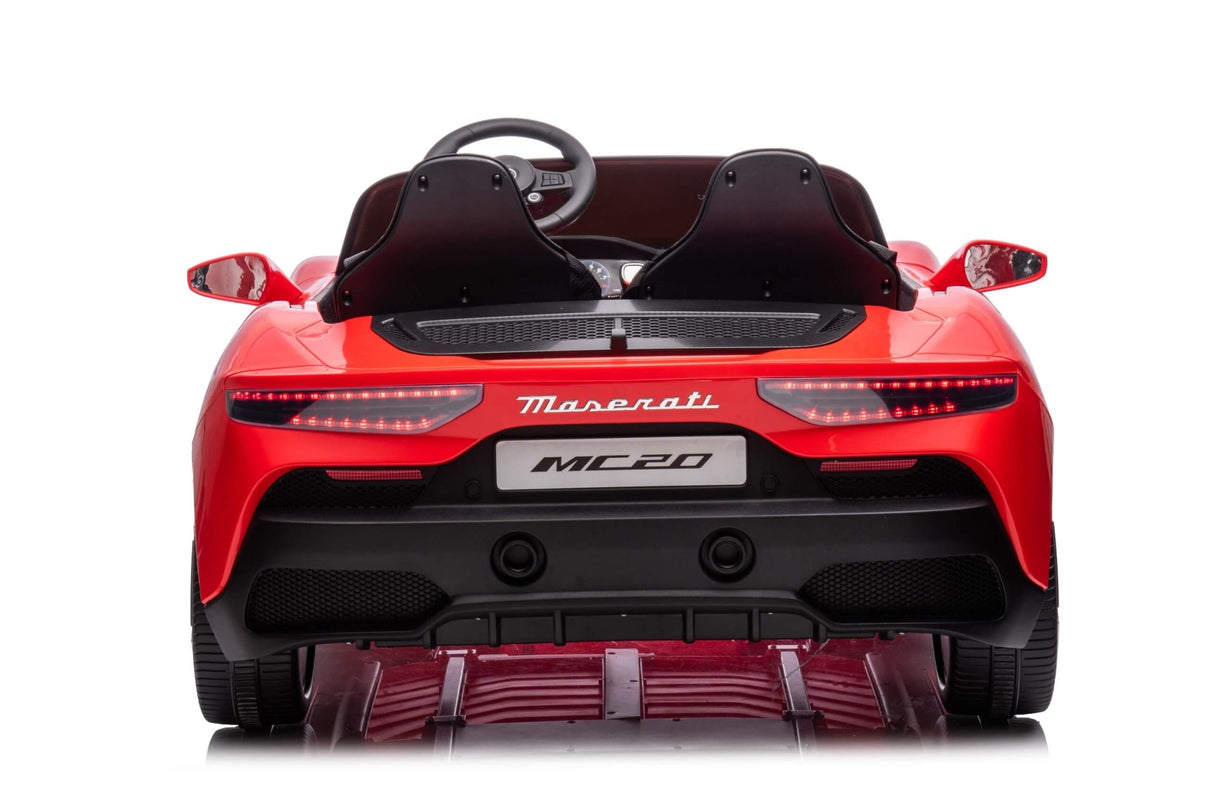 Experience Luxury: Red XXL 24V /105W Maserati MC20 | Premium 2-Seater with RC, Leather Seats & Rubber Tires