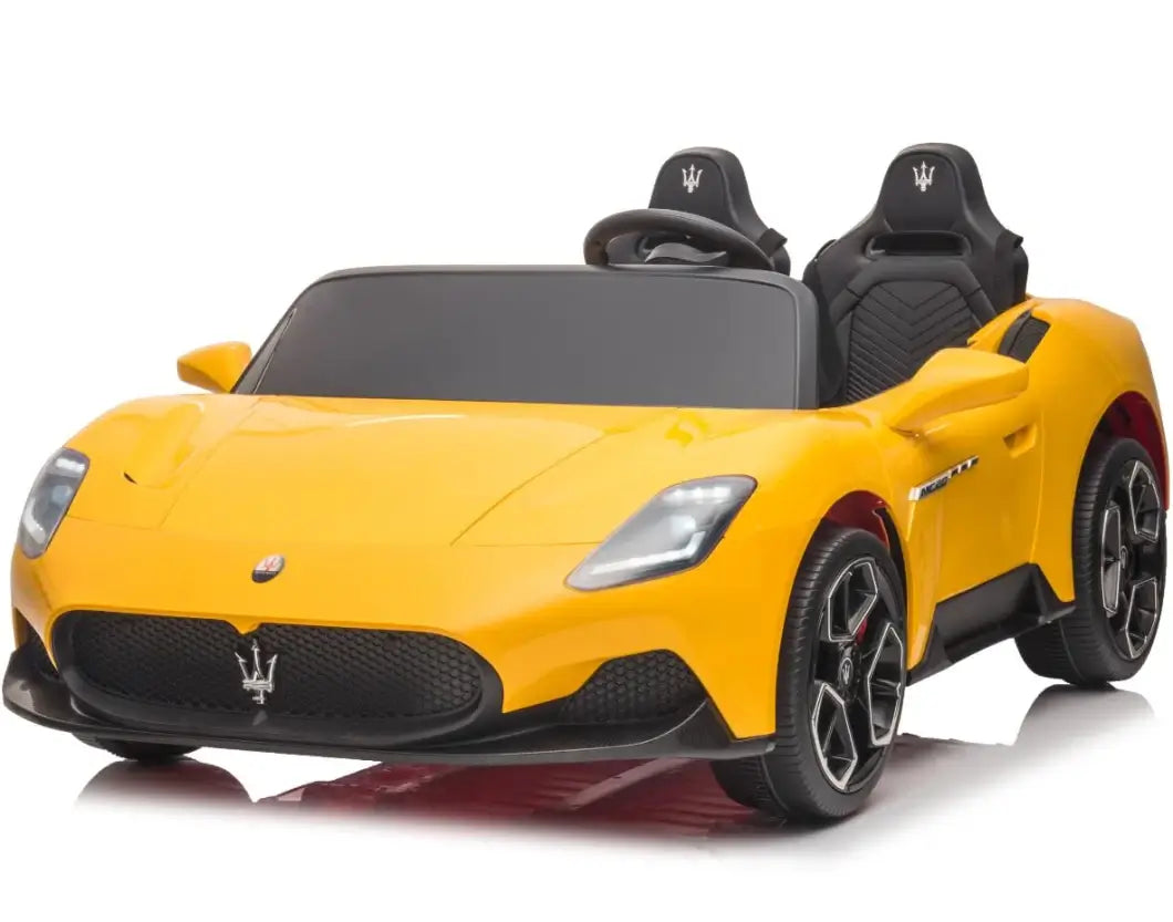 Experience Luxury: Yellow XXL 24V /105W Maserati MC20 | Premium 2-Seater with RC, Leather Seats & Rubber Tires