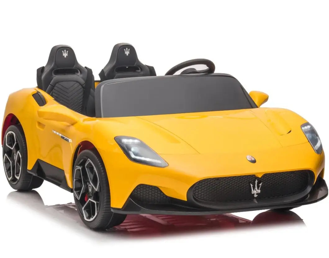 Experience Luxury: Yellow XXL 24V /105W Maserati MC20 | Premium 2-Seater with RC, Leather Seats & Rubber Tires