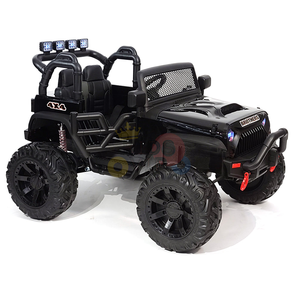 kidsvip 24v ride on truck rubber wheels leather seat big wheels lifted crowler black 35