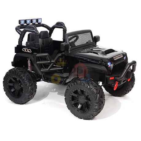 kidsvip 24v ride on truck rubber wheels leather seat big wheels lifted crowler black 35
