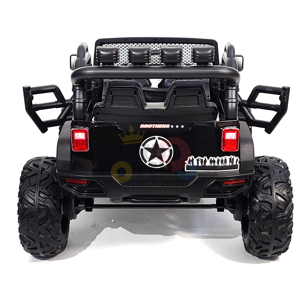 kidsvip 24v ride on truck rubber wheels leather seat big wheels lifted crowler black 48