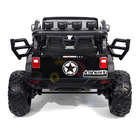 kidsvip 24v ride on truck rubber wheels leather seat big wheels lifted crowler black 48