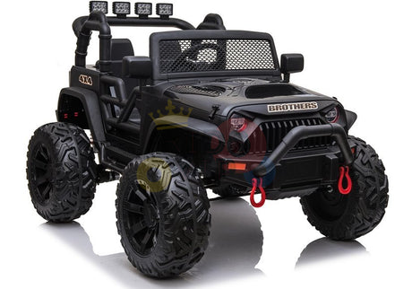 kidsvip 24v ride on truck rubber wheels leather seat big wheels lifted crowler black 65