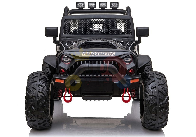 kidsvip 24v ride on truck rubber wheels leather seat big wheels lifted crowler black 67