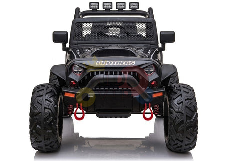 kidsvip 24v ride on truck rubber wheels leather seat big wheels lifted crowler black 67
