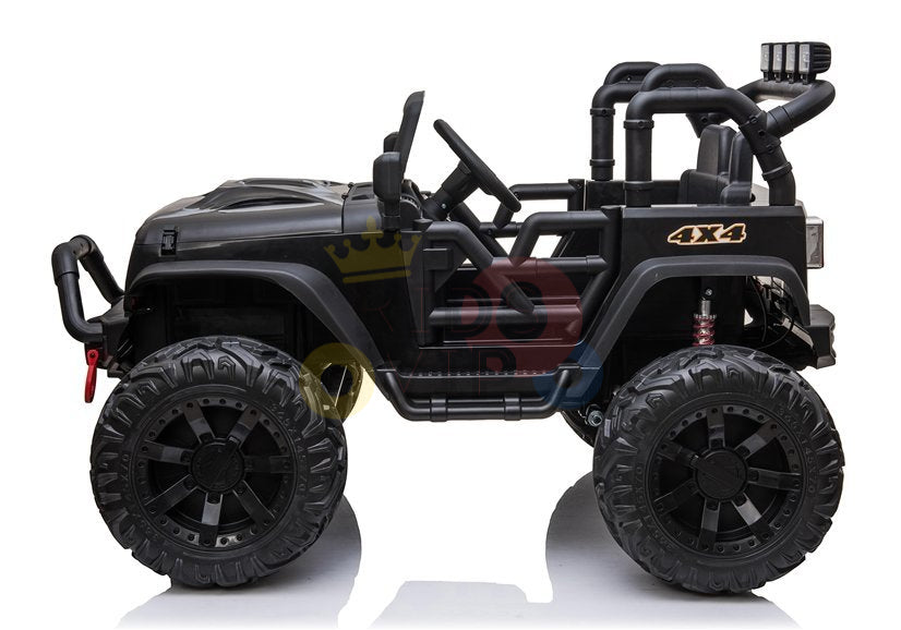 kidsvip 24v ride on truck rubber wheels leather seat big wheels lifted crowler black 69