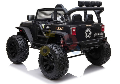 kidsvip 24v ride on truck rubber wheels leather seat big wheels lifted crowler black 70