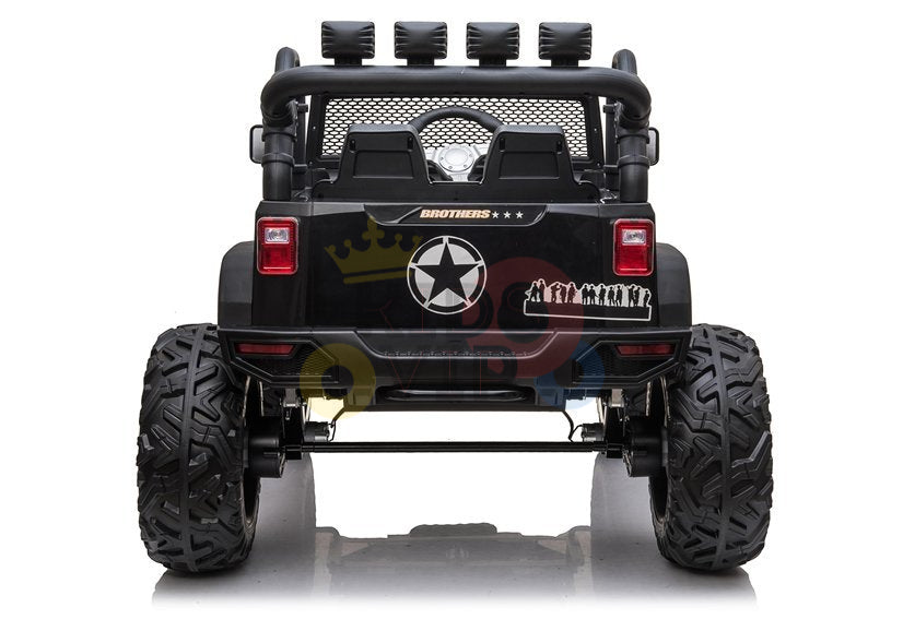 kidsvip 24v ride on truck rubber wheels leather seat big wheels lifted crowler black 71