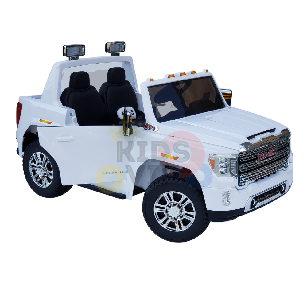 kidsvip gmc sierra kids ride on car 12v rubber wheels leather seat 2 seater red white black blue pink 10