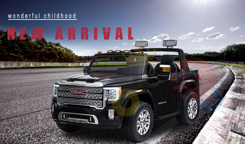 kidsvip gmc sierra kids ride on car 12v rubber wheels leather seat 2 seater red white black blue pink 29 1