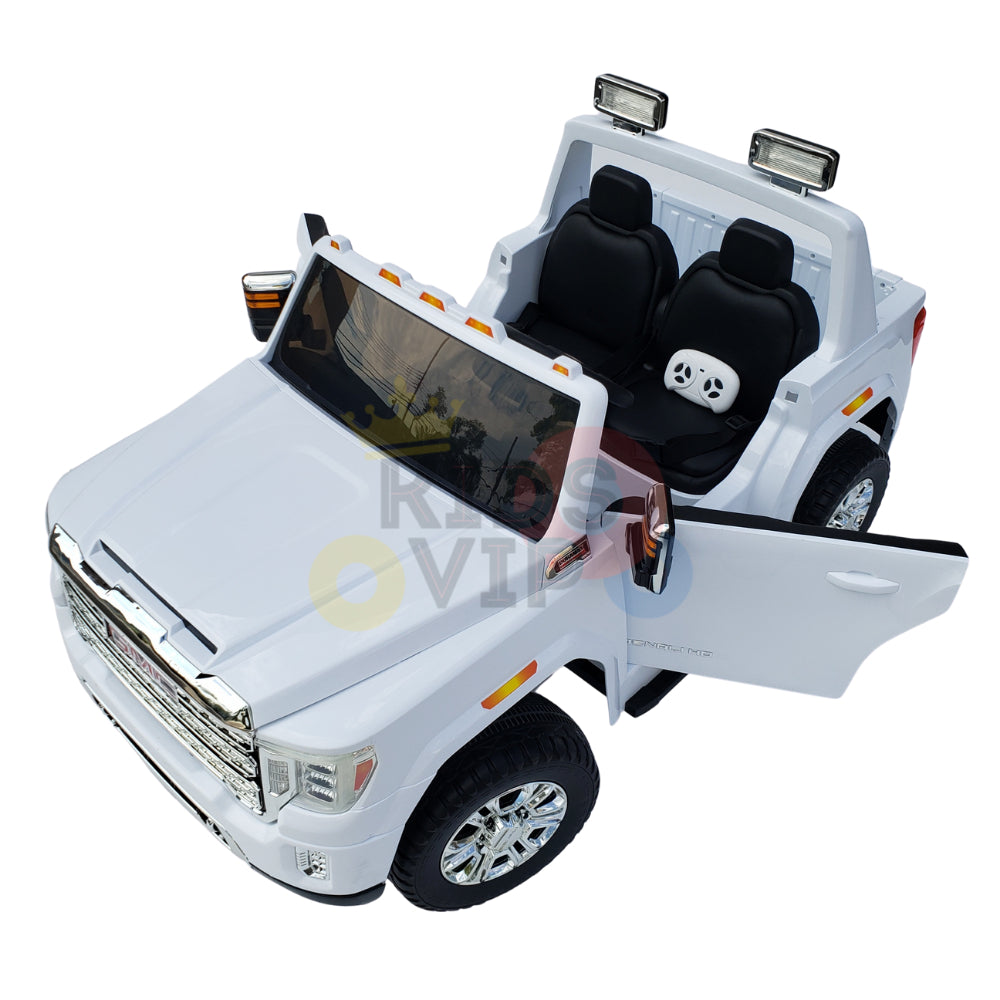 kidsvip gmc sierra kids ride on car 12v rubber wheels leather seat 2 seater red white black blue pink 29