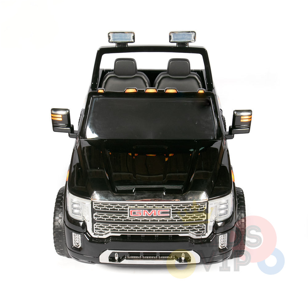 kidsvip gmc sierra kids ride on car 12v rubber wheels leather seat 2 seater red white black blue pink 30