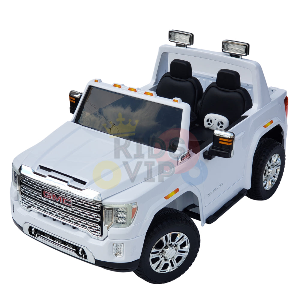 kidsvip gmc sierra kids ride on car 12v rubber wheels leather seat 2 seater red white black blue pink 31