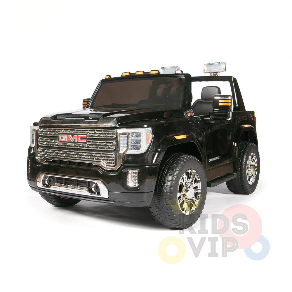 kidsvip gmc sierra kids ride on car 12v rubber wheels leather seat 2 seater red white black blue pink 32 1