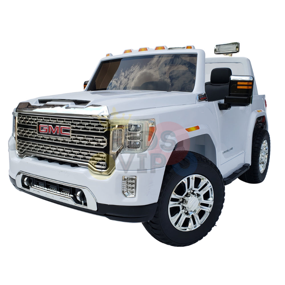 kidsvip gmc sierra kids ride on car 12v rubber wheels leather seat 2 seater red white black blue pink 32