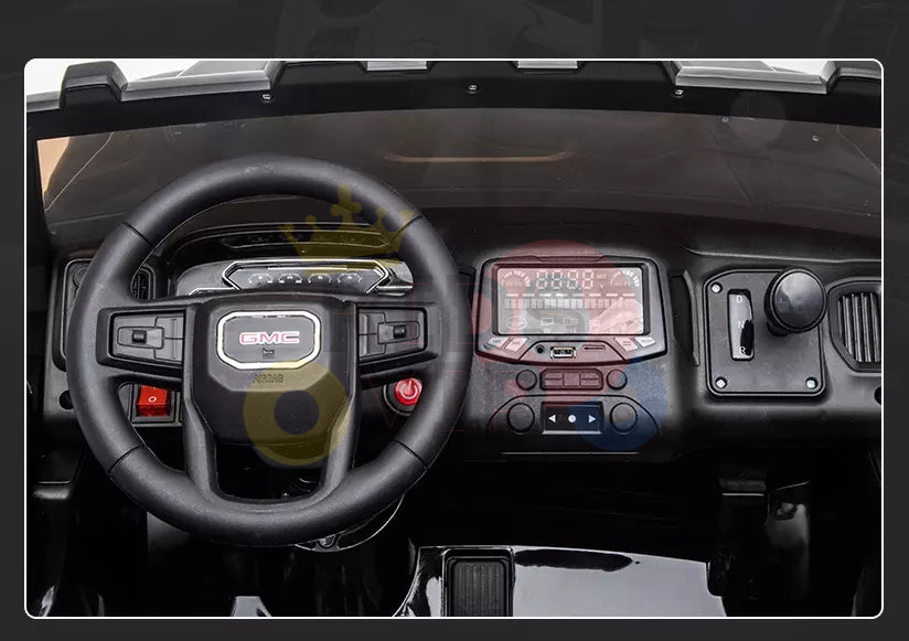 kidsvip gmc sierra kids ride on car 12v rubber wheels leather seat 2 seater red white black blue pink 33