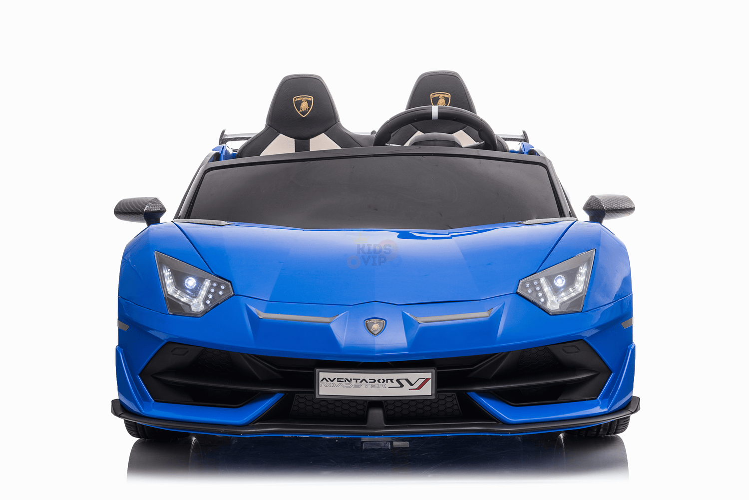 The Upgrade Your Kids Ride with the Blue 24v Lamborghini SVJ Drifting Car boasts detailed headlights and logo. It offers dual seats styled for flair and comes with a powerful 24V battery and a parental remote control for safe, stylish driving experiences.