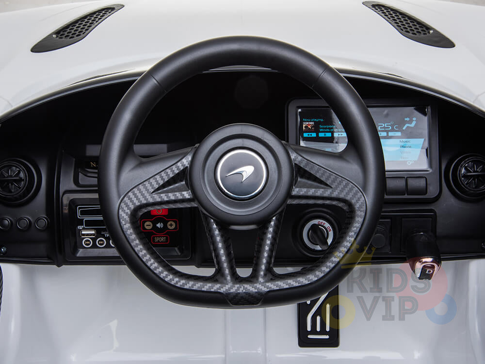 kidsvip mclaren 720s kids toddlers ride on car sport powered 12v rubber wheels leather seat rc white 50