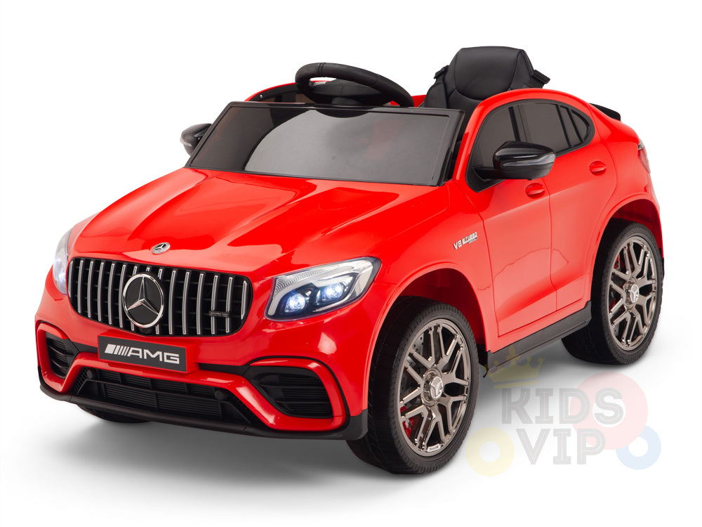 kidsvip mercedes benz glc63 glc suv kids and toddlers ride on car 4wd 4x4 12v leather seat rubber wheels red 17