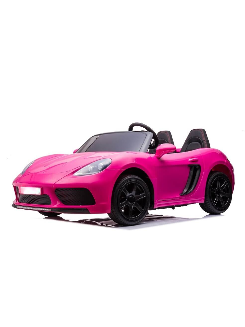The Pink XXL SuperSport Big Kids 2 Seater 24v Ride On Car features a 180W brushless motor, real black rubber wheels, and a stylish sports car design with two seats. Beautifully photographed on a pristine white background, this toy convertible mimics the look of a sports car.